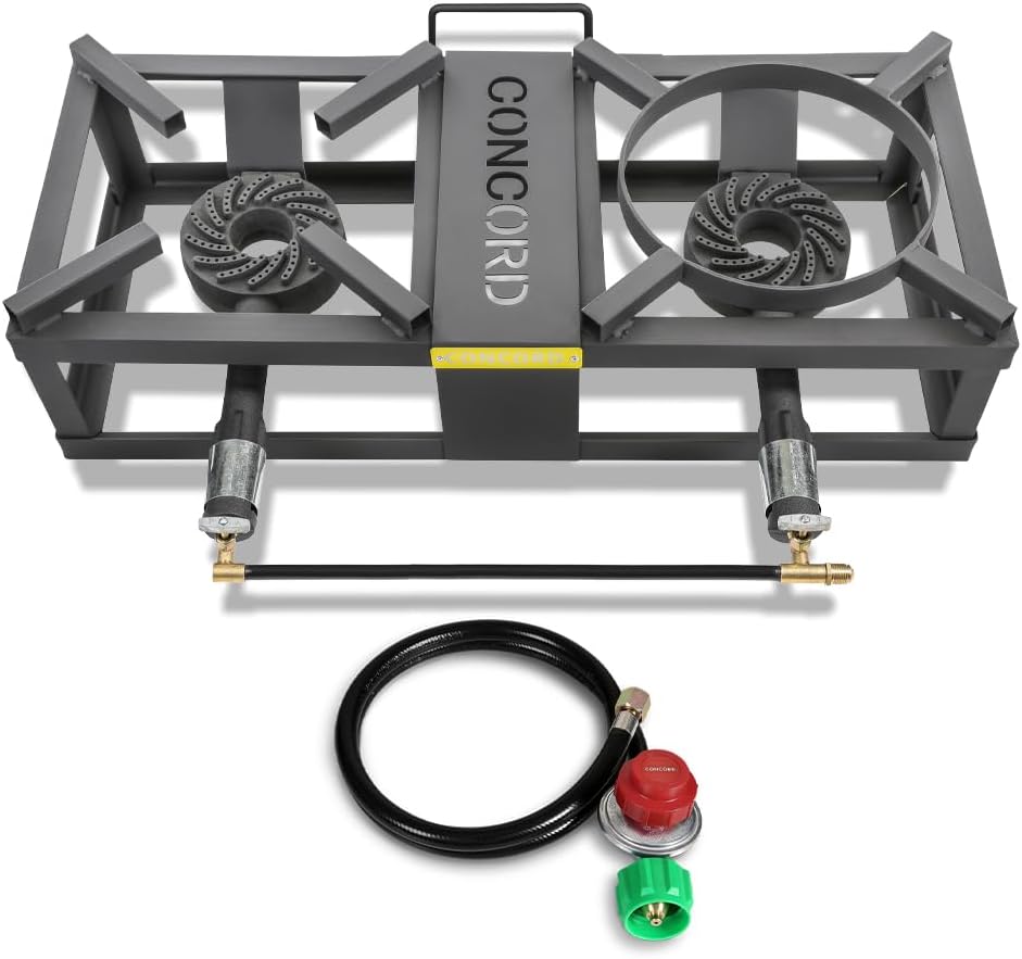 THE BLOCK BURNER MAX Double Propane Outdoor Burner. 200,000 Total BTU. Wok Burner. Great for Home Brewing, Stir Frying, Camping, Tailgating, and More!
