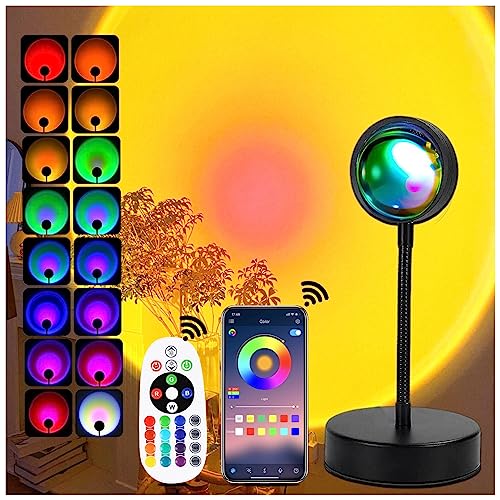 Xoddi Sunset Lamp Projector Led Lights With App Remote, 16 Colors Night Light 360° Rotation Rainbow Lights Sunset Light Projection Lamp For Aesthetic Room Decor And Bedroom Decor Gifts For Women #TOP25