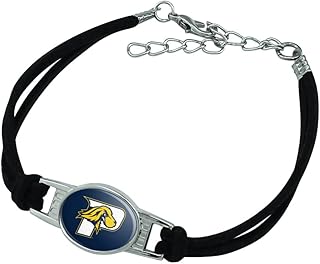 Pace University Primary Logo Novelty Suede Leather Metal Bracelet - Black