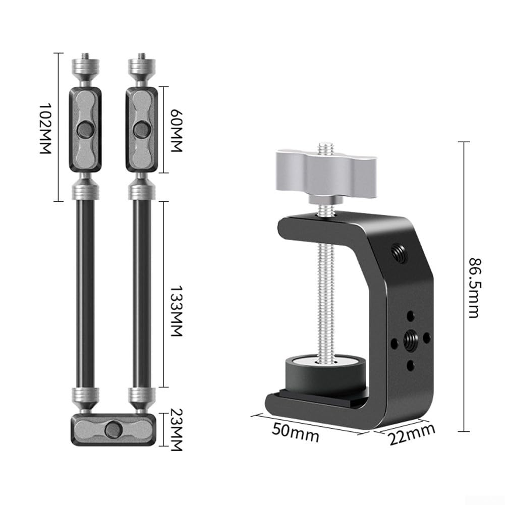 Supporto per telefono a collo di cigno: supporto flessibile lungo con morsetto per iPhone per Samsung - Supporto da tavolo regolabile girevole a 360 gradi nero (braccio a due sezioni)