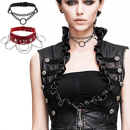 Adjustable Red Fashion Women Men Girls Boy Cool Punk Goth Leather Collar Choker Necklace #TOP2