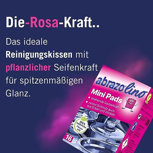 abrazo Minis - 16 Reinigungskissen für Töpfe, Grill, Backofen, handlicher Spülschwamm mit Veganer Pflanzenseife, Küchenschwamm… – Ansicht 5
