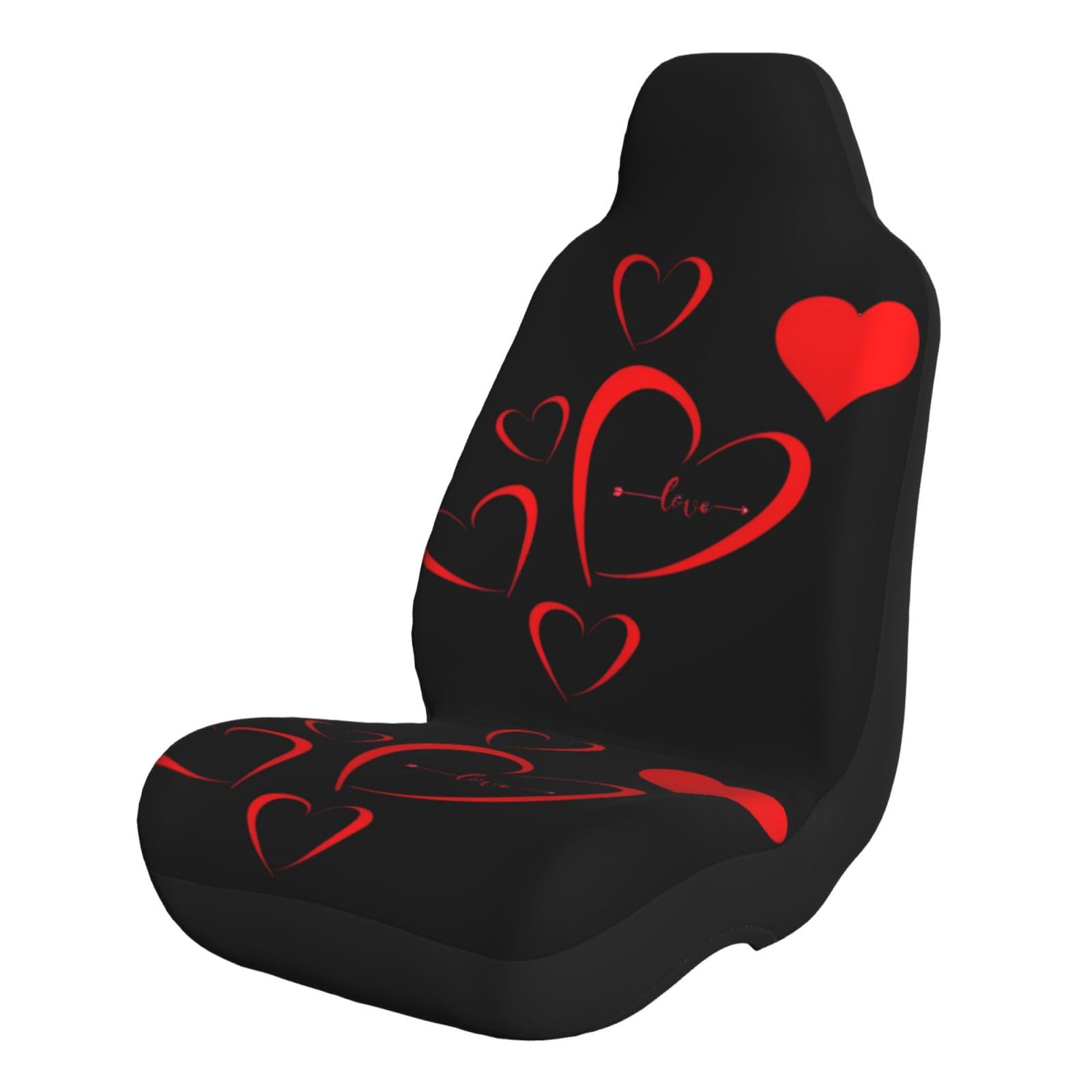 Noasqll Happy San Valentine's Day Red Pink Love Hearts Car Seat Cover Auto Front Seat Protector Elastic Cars Seat Covers Universal Car Interior