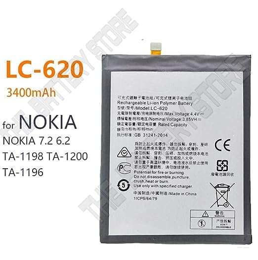 Image of Original LC-620 Battery for Nokia 6.2 /7.2 TA-1198 TA-1200 TA-1196 TA-1201 TA-1187 TA-1193 TA-1178 Battery with 6 Months Warranty*** (P196)