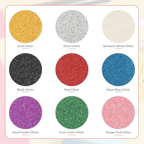 Image of HTVRONT Glitter HTV Heat Transfer Vinyl Bundle: 10 Pack 12 inchx12 inch Iron on Vinyl for T-Shirt (1 PTFE Sheet Included), PU HTV Easy to Cut & Weed for Heat Design