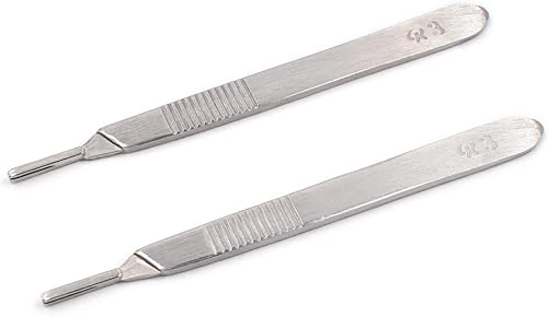 SnowTing Paquete de 2 mangos de bisturí de acero inoxidable # 3, soporte para cuchillos de bisturí para cuchillas No. 10, 11, 12, 15, perfecto para