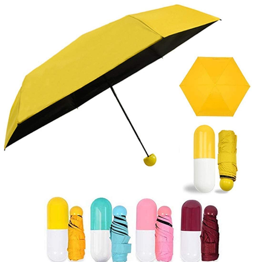 Mini Compact Umbrella Windproof Travel Sun &Rain Umbrella with Capsule Case - UV Protection Foldable Mini Cute and Small Capsule Design Umbrella(Multicolor)-image-22
