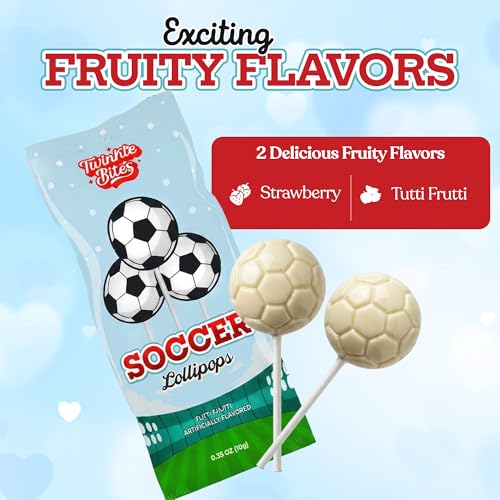 100 Pack Soccer Lollipops – Individually Wrapped Suckers – Strawberry, Tutti Frutti Delicious Flavors – Bulk Suckers Great Use For Fifa World Cup, Party Favors , Sports Snacks Goodie Bags , Soccer Team Treats - image 3
