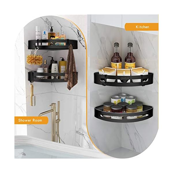 OSHELY Shower Corner Shelf, Self Adhesive Bathroom Shelves No Drilling Wall Mounted Shower Caddy Storage for Bathroom Kitchen (2 Pack, Silver) - Image 8