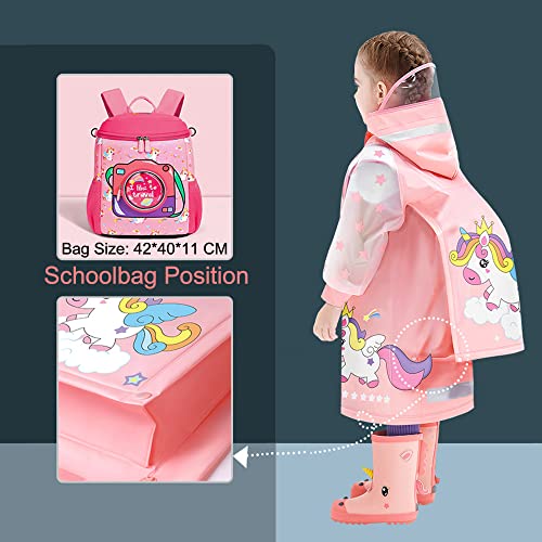 Kids Raincoats For Girls Boys Waterproof Rain Jacket Cartoon Unicorn Children Toddler Rain Wear Children Rain Poncho S Size 1-2 Years #TOP3