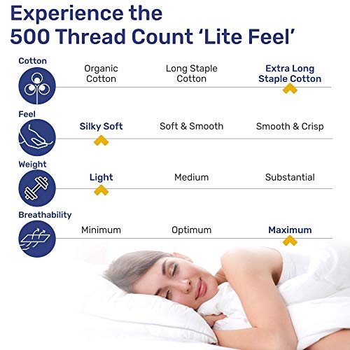 500 Thread Count Ivory California King Size 6 Piece Sheet Set, Ultra Soft Extra Long Staple Pure Cotton Bed Sheet Set (1 Top Sheet, 1 Bottom Fitted Sheet & 4 Pillowcases) #TOP4