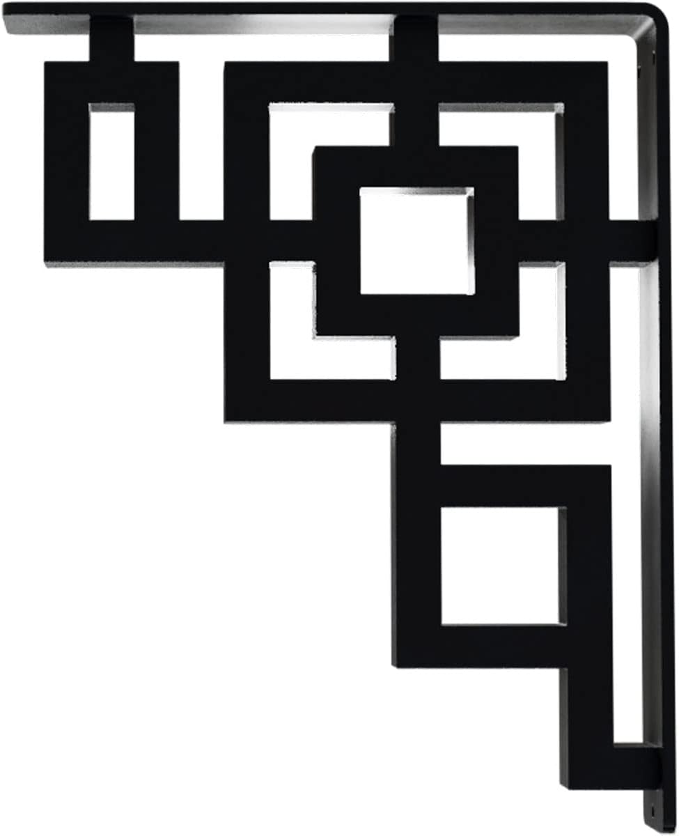 2"W x 10"D x 12"H Eris Wrought Iron Bracket, (Triple center brace), Powder Coated Black