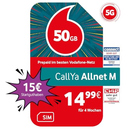 Vodafone Prepaid CallYa Allnet Flat M SIM-Karte ohne Vertrag I 5G Netz | Inkl. 6 GB Datenvolumen und Telefon- & SMS-Flat I 15 Euro Startguthaben