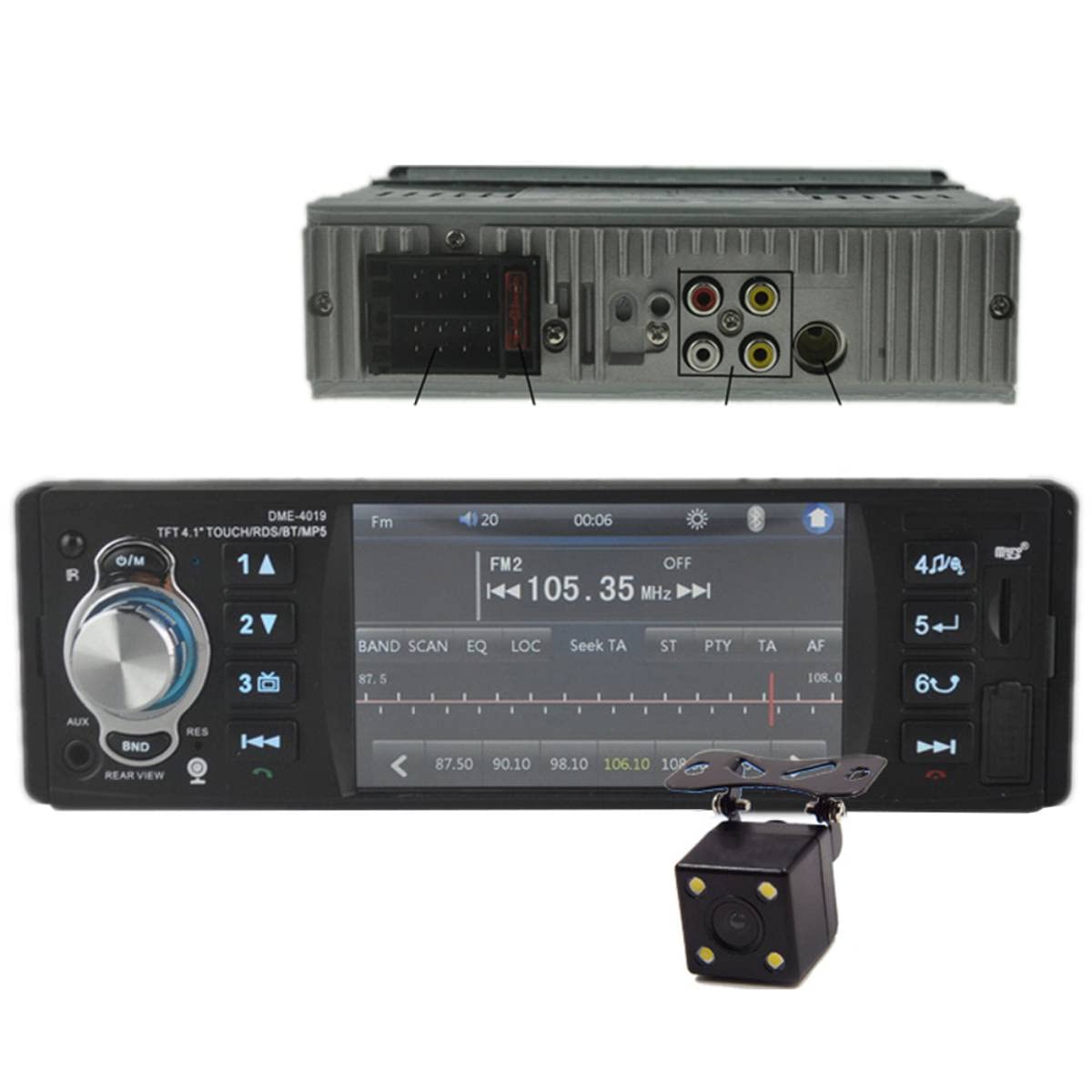 4.1 cal 1 Din Radio samochodowe Audio Stereo 1Din RDS USB Radio AUX FM Stacja Bluetooth z kamer? cofania Pilot zdalnego sterowania