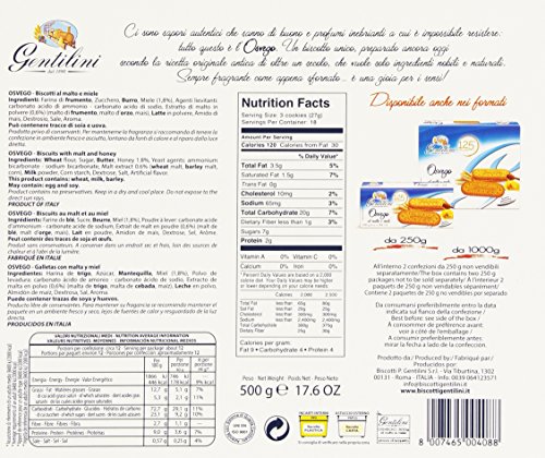 Gentilini Biscotti al Malto e Miele Osvego - 500 g - immagine 3