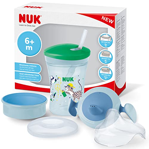NUK Set de aprendizaje 3 en 1 con taza de aprendizaje (6 + meses), vaso Magic Cup 360° (8+ M)...