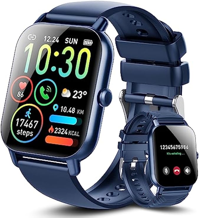 Ddidbi Smart Watch for Men Women(Answer/Make Calls), 1.85" HD Screen Fitness Watch with Sleep Heart Rate Monitor, 112 Sport Modes, IP68 Waterproof Activity Trackers Compatible with Android iOS(Blue)