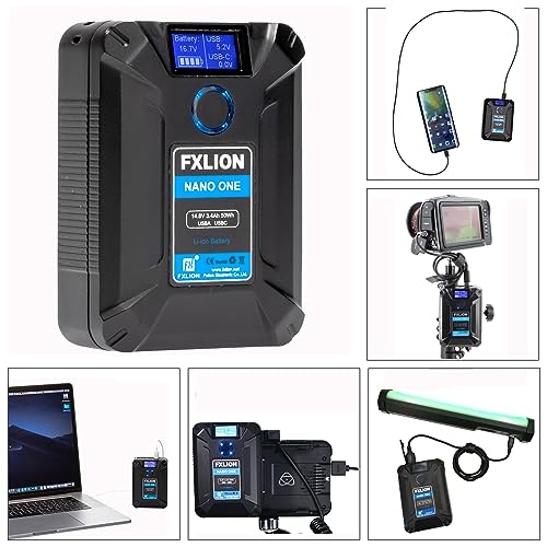 Image of Fxlion Nano ONE V Mount Battery 3400mAh(50Wh /14.8V) with D-TAP,USB-C,USB-A,Micro-USB Ports,Portable Rechargeable V Lock Battery for Cameras, Camcorders, LED Lights, Monitors