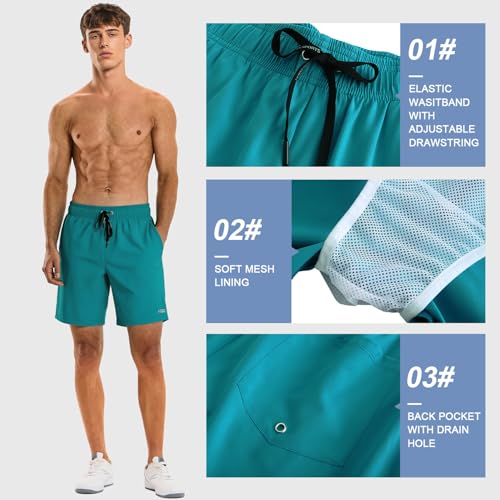 Image of HOdo Mens Swim Trunks with Mesh Liner 9 inch Quick Dry Swim Shorts Bathing Suits for Men Swimwear Board Shorts wiht Pockets