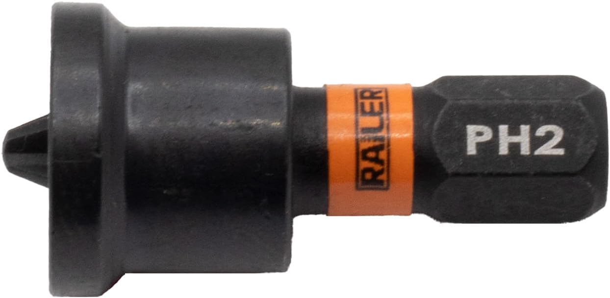 Railer Drywall Bit Set - Drywall Tool for Impact Drivers With a Storage Bit Holder. Include Screw Setter, Reduced Phillips Bit, and Bit Holder