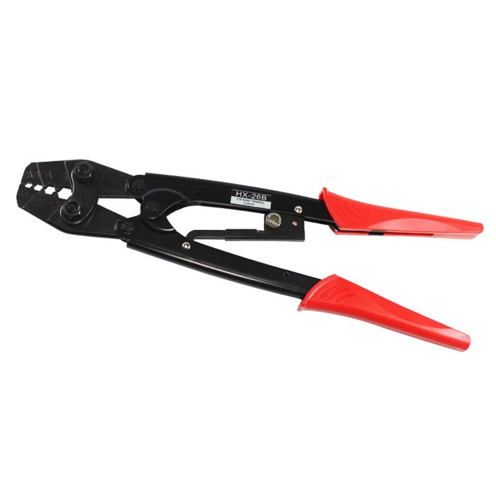 Ratchet Crimping Plier, Wire Crimper Tool Piercing Terminal Crimping Pliers,Labor-Saving 6-25mm² Bare Terminal Hand Crimping Tool Wire Strippers