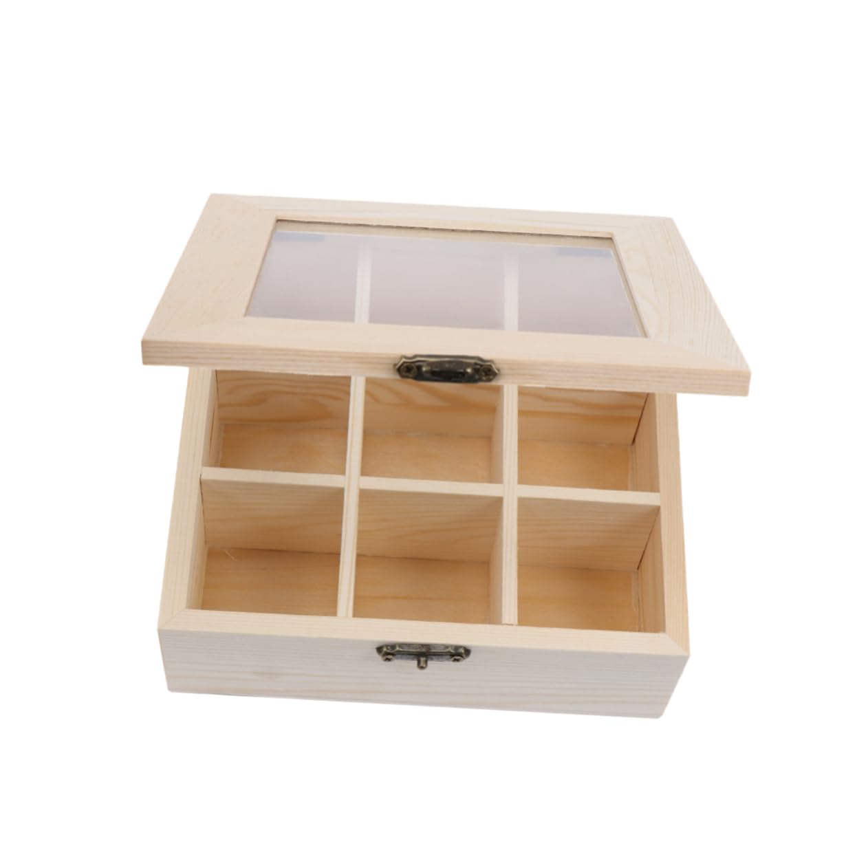HOLIDYOYO Coffee and Tea Storage Box Organizer with Compartments Wooden Tea Box with Glass Window for Tea and Coffee Display Chest for Home and Restaurant Use