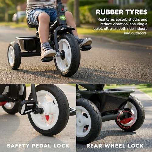 Image of Baybee Mario 3 in 1 Baby Tricycle for Kids with Parental Handle & 360 Rotatable Seat | Smart Balance Trikes with Canopy, Storage & Footrest | Baby Cycles for Kids 3 to 5 Years Boys Girls (Light Blue)