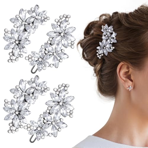 WJIAAA Crystal Flower Hair Clips