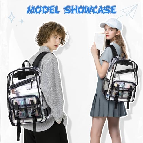 coowoz Clear Backpack for Stadium Events Heavy Duty PVC Clear Bookbag Backpacks for School Girls Boys Transparent See Through Concert Bag Women Mochilas Escolares Para Niñas Black2