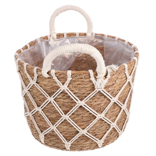 Toyvian Panier Tressé Jardinière Pot De Fleurs Style Campagne Panier De Plantes pour Intérieur Extérieur Rangement Décoration