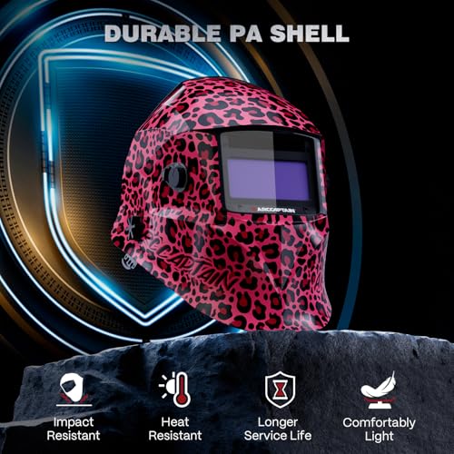 Image of ARCCAPTAIN Welding Helmet Auto Darkening, 1 /1 /1 /1 True Color Welding Hood, 4 Arc Sensor 1 /25000s Response Time Solar Powered Weld Hood Helmet, Leopard