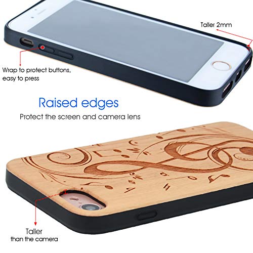 Iproductsus Music Phone Case Compatible With Iphone Se(2020), 8/7/6/6S (4.7"), Wood Cases Engraved Music Sign, Working With Wireless Charging, Tpu Shockproof Protective Cover (4.7-Inch) #TOP2