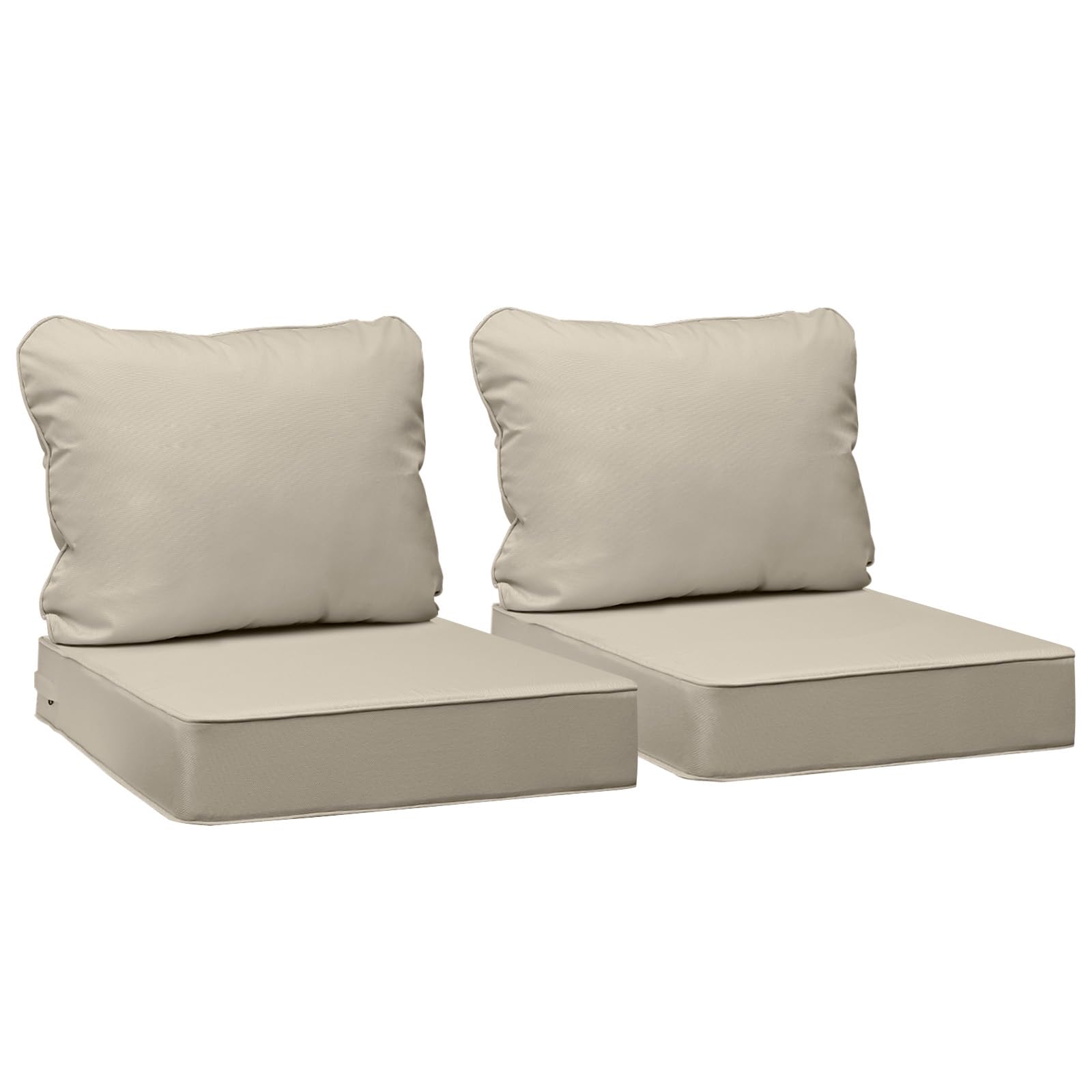 Photo 1 of AAAAAcessories Outdoor Seat Cushions for Chairs, Fade-Resistant, Waterproof Patio Furniture Replacement Cushions, 24" x 24" x 5" + 24" x 19", Set of 2, Khaki Beige