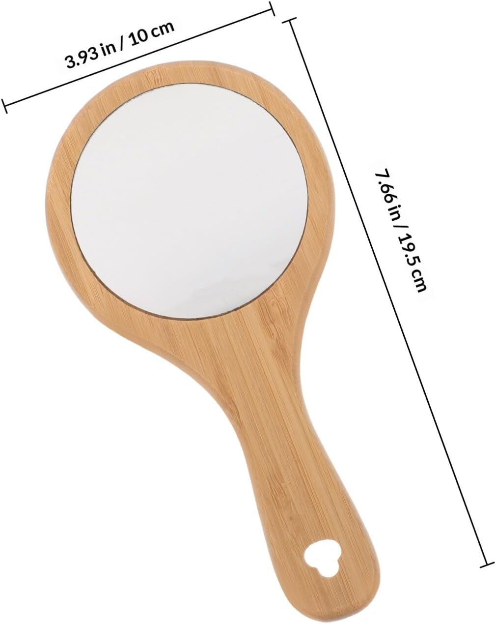 Unomor Vintage Round Wooden Handheld Makeup Mirror with Handle Brown image 2