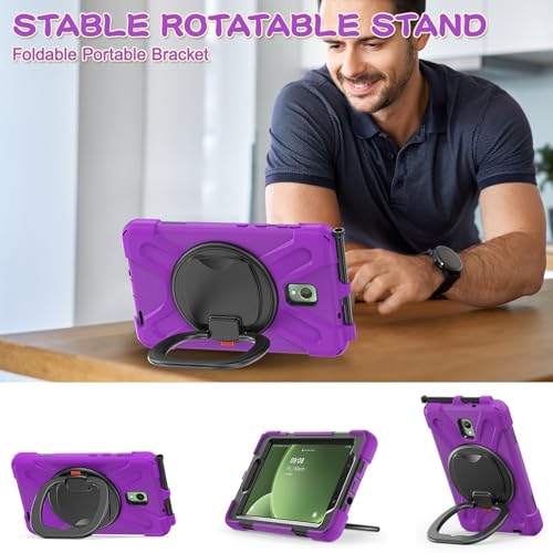 Funda para Samsung Galaxy Tab Active 3 con soporte giratorio morada 5