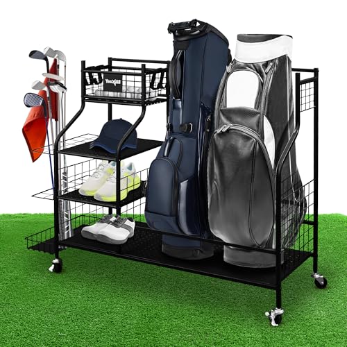Yes4All Golf Storage Garage Organizer, Golf Bag Storage Stand and Other Golfing Equipment Rack, Extra Storage Rack for Golf Clubs,Black
