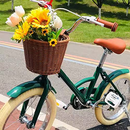 Wicker Bike Basket For Kids Kid's Bike Basket Front With Handlebar Streamers Bell Diy Bike Decoration Accessories For Girls And Boys (Sky Blue) #TOP3