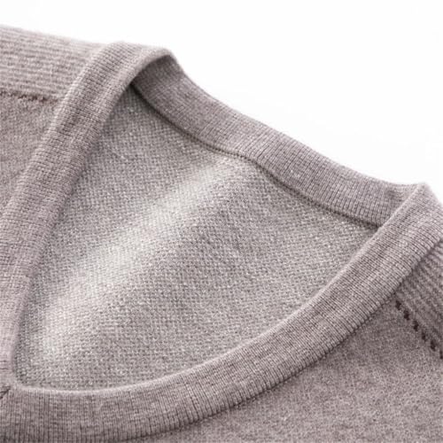 Men Wool Knit Tops Thick V-Neck Long Sleeves Solid Colors Business Pullover Sweater3