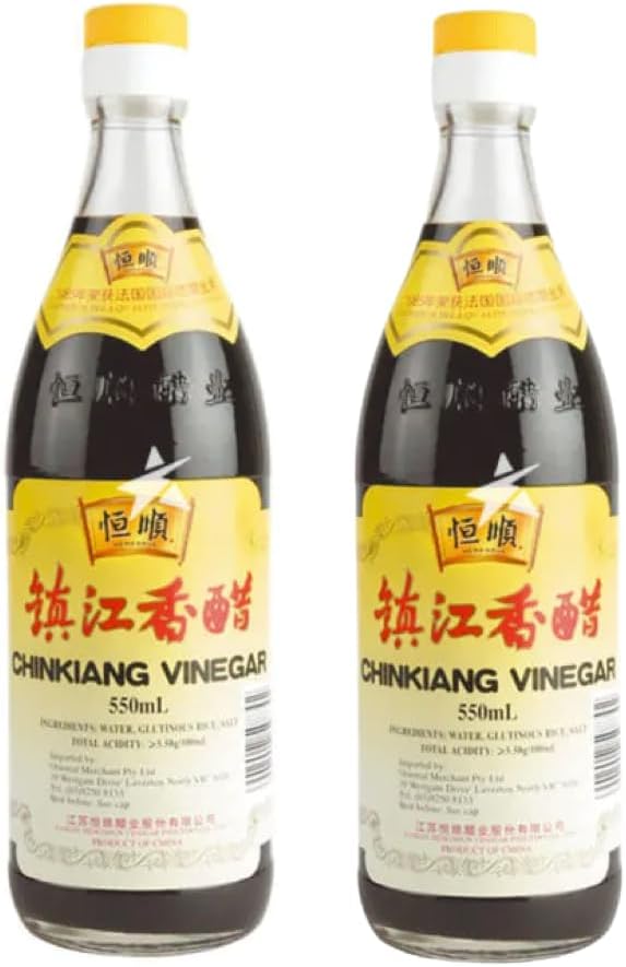 Heng Shun - Set of 2 Bottles of Black Chinkiang Vinegar in 550 ml Glass Bottle – Traditional Chinese Rice Vinegar (Black) Ideal for Sauces and Seasonings