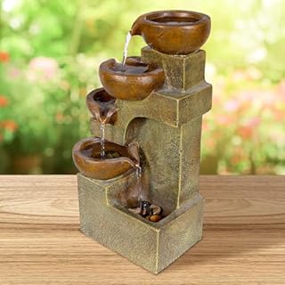 Alpine Corporation 41 cm Tall Indoor/Outdoor Tabletop 4-Tier Pouring Pots Fountain, Brown