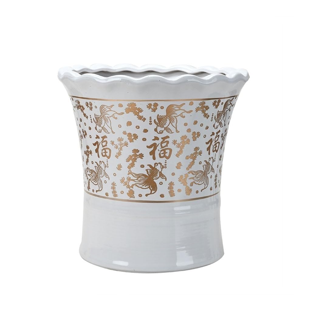 Doniczka Ceramiczna Duża Bardzo Duża Doniczka Domowa Europejski Styl Salon Lądowanie Drzewko Fortuny Doniczka Duża Średnica Wazon Doniczki Roślinne-35 * 35CM(32 * 30CM)