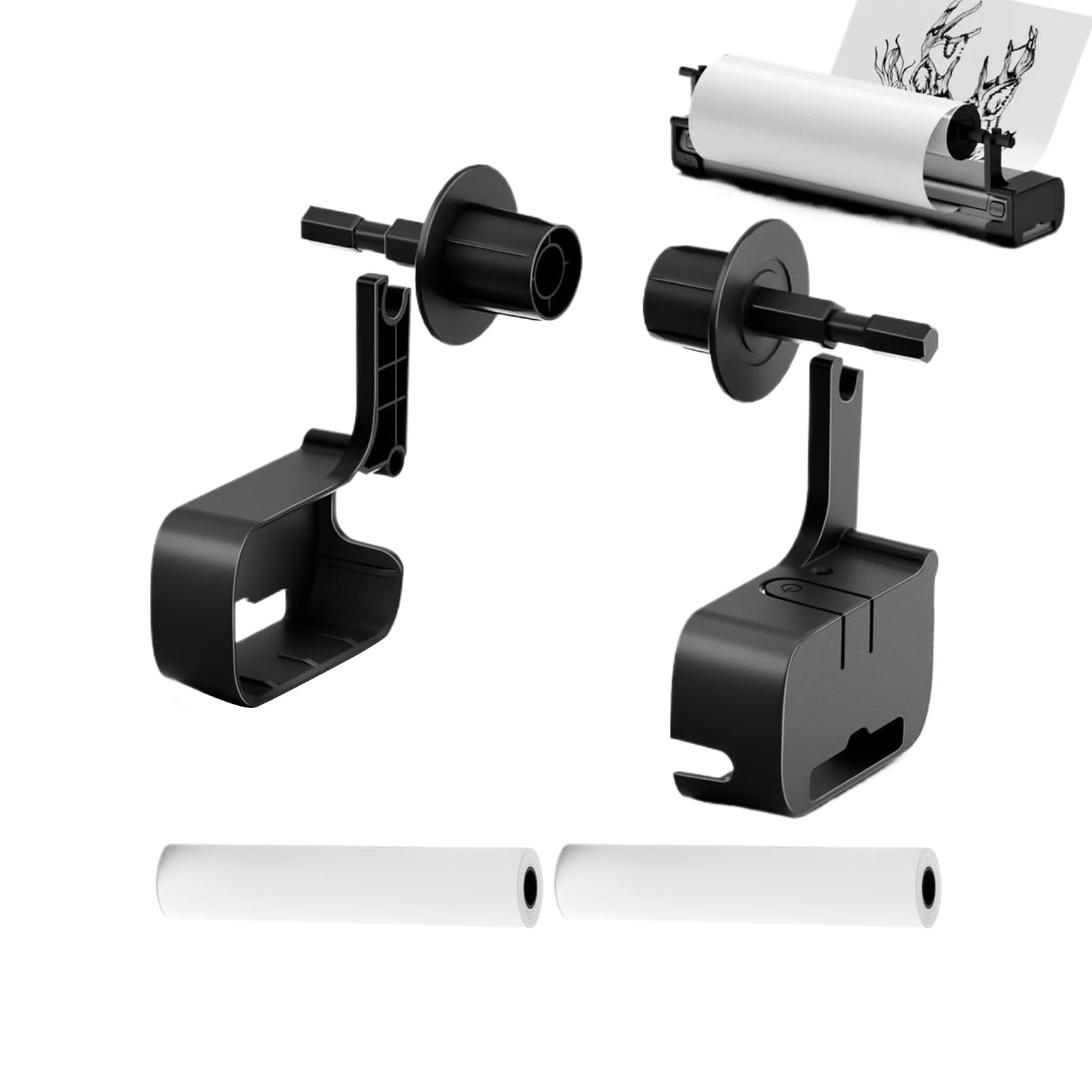 Supporto Per Stampante E 2 Rotoli Di Carta Termica, Accessori Per Stampanti Da Ufficio Portatile Per Viaggi, Casa E Ufficio, Supporto Per Stampante Mobile, Supporto Per Stampante