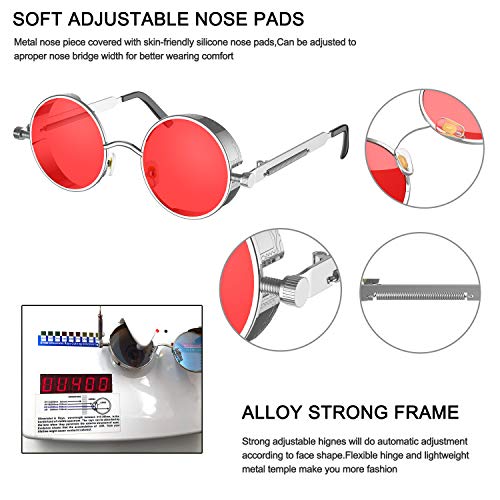 Image of PROUDDEMON Retro Gothic Steampunk Sunglasses for Women Men Round Lens Metal Frame