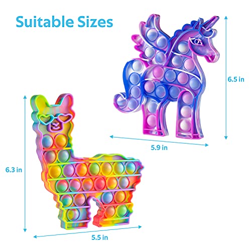 Kidsjoy Llama Unicorn Fidget Push Pop Toys: 2 Packs Squeeze Bubble Popper Sensory Toy, Popping Fidget Silicone Stress Reliever Toy, Pop Bubble Anti-Anxiety Toys Gift For Toddler Kids Boys Girls Adults #TOP5