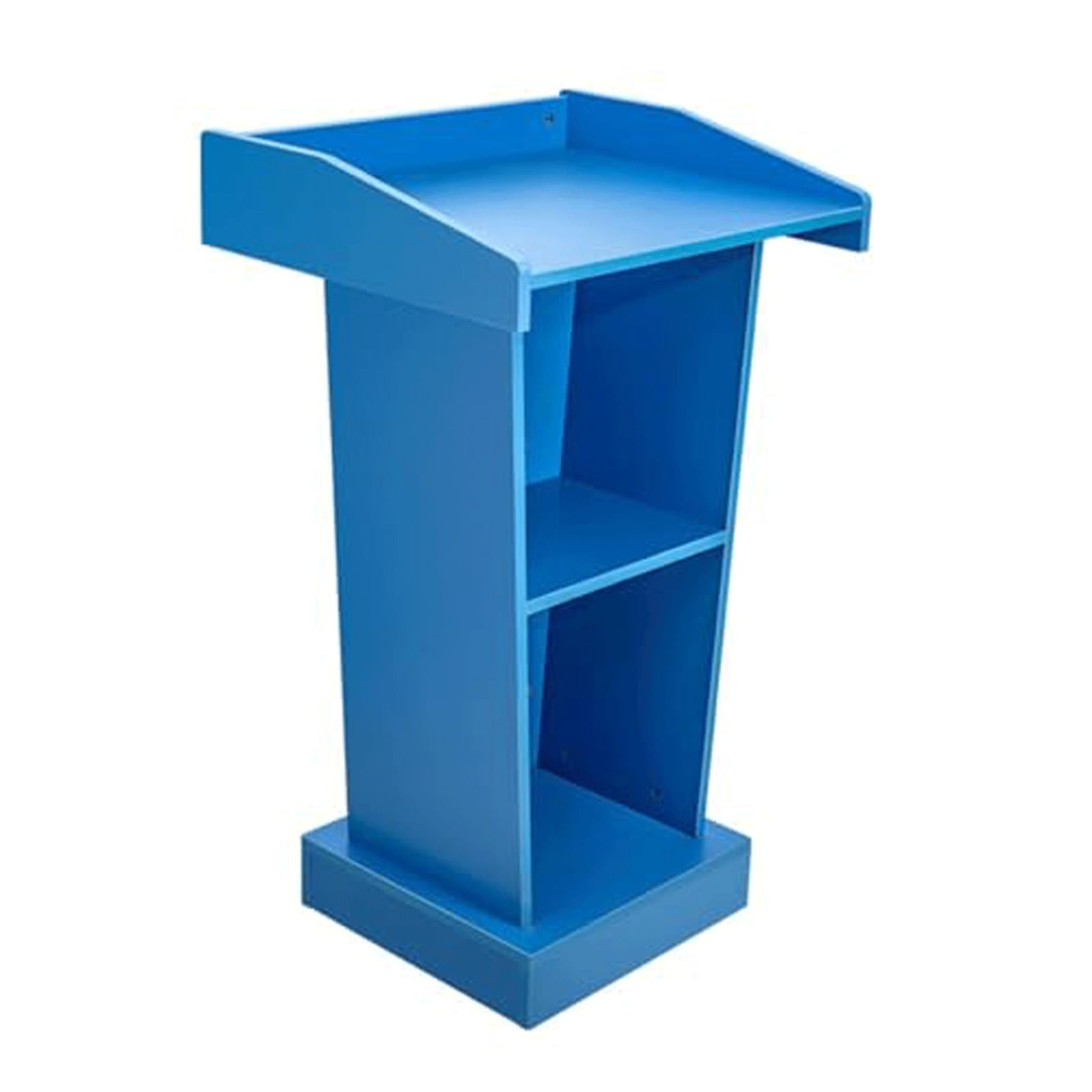 YTGHBIML Pulpits for Churches Wooden Podium Stand,Portable Lectern with 2-Tier Storage Floor-Standing Hostess Stand Reception Table(Blu)