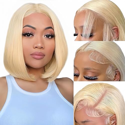 LAKASTATR Blonde Bob Wig Human Hair 200% Density 613 Bob