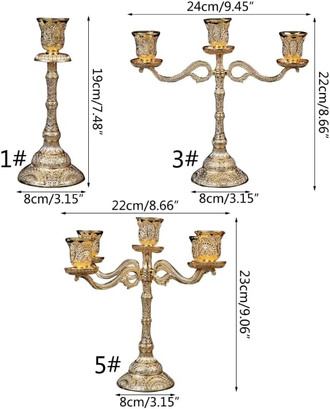 Display Candelabra 1/3/5 Arm Candelabra Metal Candlestick Ornaments Candle Holder Table Decoration for Wedding Party Bedroom Anniversary Decoration Candle Holders