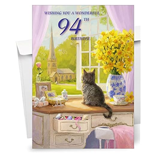 Olivia Samuel - Tarjeta de felicitación de 94 cumpleaños (tamaño A5, 148 mm x 210 mm), con sobre de cierre y cierre