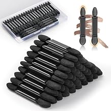 MORGLES 50Pcs Double Ended Eyeshadow Applicators Sticks with Organizer, Disposable Makeup Applicators, Sponge Tip Eye Shadow Brush Bulk