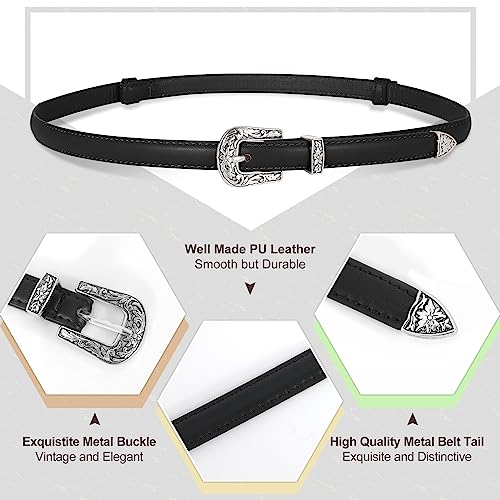 SUOSDEY Girls Thin Leather Belt for Dresses, Jeans, Pants - Skinny Waist Western Belt for Kids4